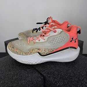 Under Armour Flow Breakthru 2 Basketball Shoes Womens Size 10 White Orange 30245